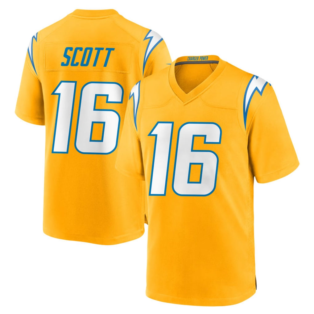Punc LA.Chargers #16 J.K. Scott Player Gold Home Game Stitched Jerseys