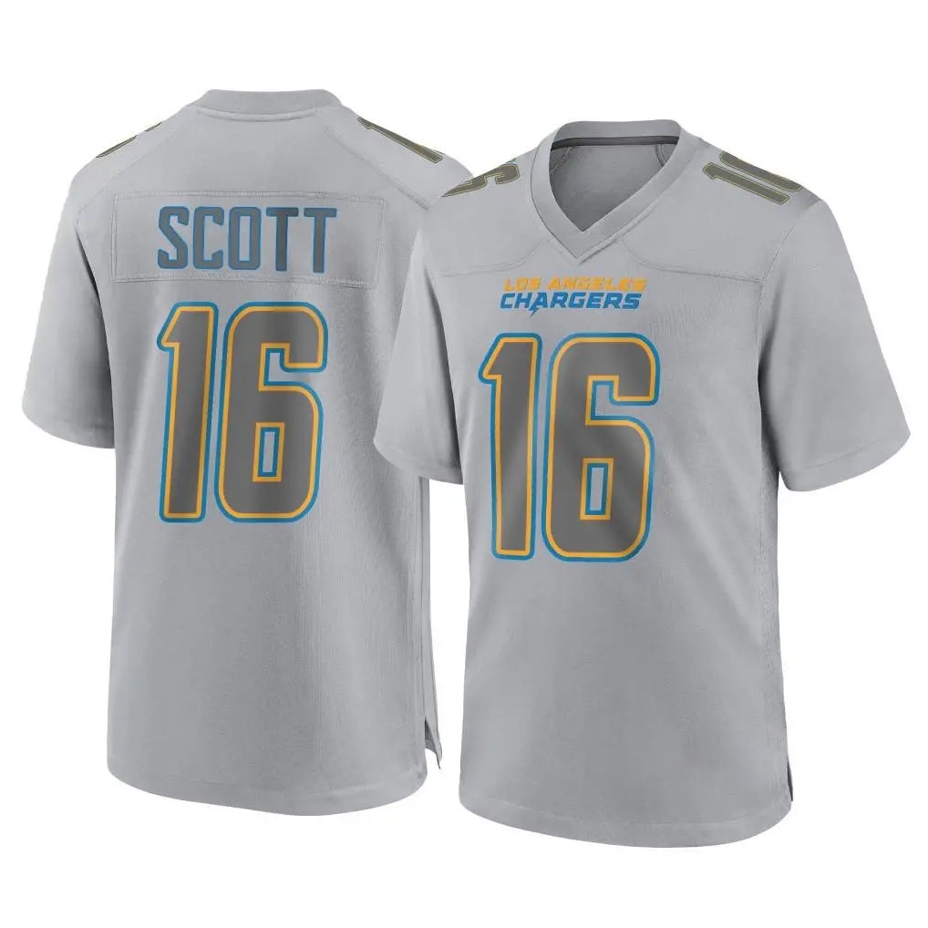 Punc LA.Chargers #16 J.K. Scott Player Gray Atmosphere Fashion Home Game Stitched Jerseys