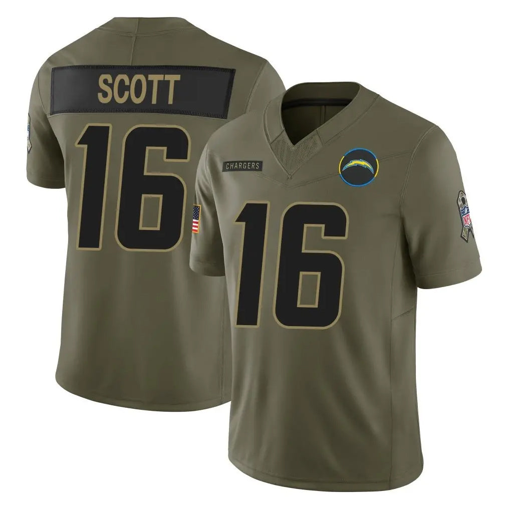 Punc LA.Chargers #16 J.K. Scott Player Olive 2025 Salute To Service Limited Game Stitched Jerseys