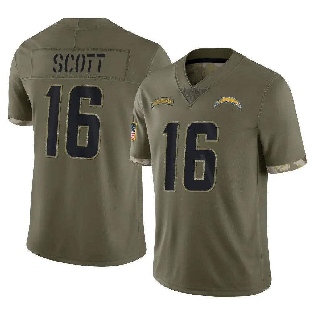 Punc LA.Chargers #16 J.K. Scott Player Olive Salute To Service Limited Stitched Jerseys