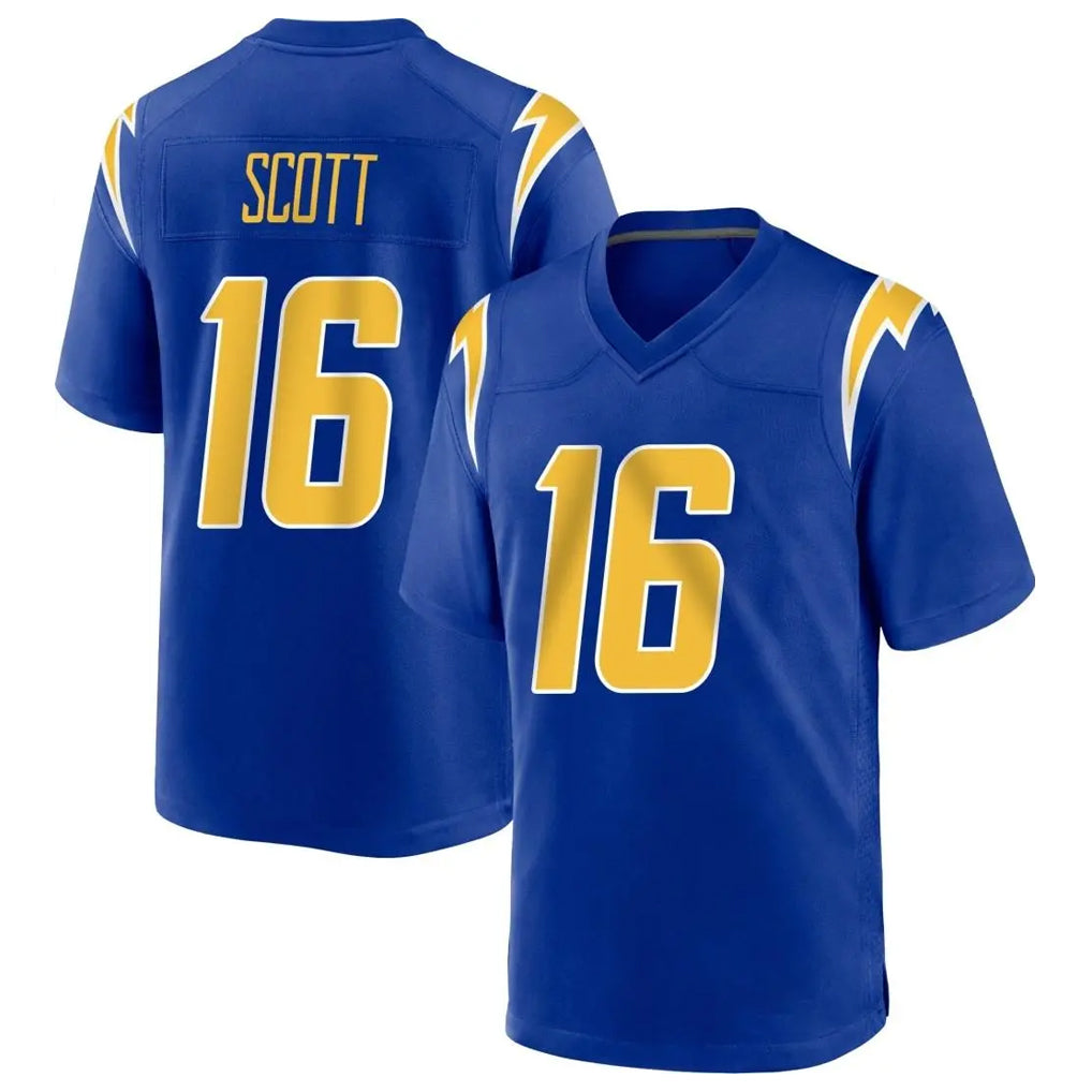 Punc LA.Chargers #16 J.K. Scott Player Royal Home Game Stitched Jerseys