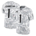 Punc LA.Chargers #1 Quentin Johnston Player Arctic Camo Salute To Service Limited Game Stitched Jerseys