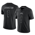 Punc LA.Chargers #1 Quentin Johnston Player Black Limited Reflective Home Game Stitched Jerseys