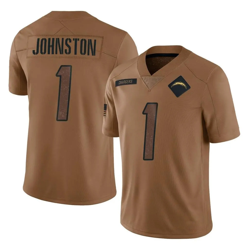 Punc LA.Chargers #1 Quentin Johnston Player Brown Salute To Service Limited Stitched Jerseys