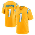 Punc LA.Chargers #1 Quentin Johnston Player Gold Home Game Stitched Jerseys