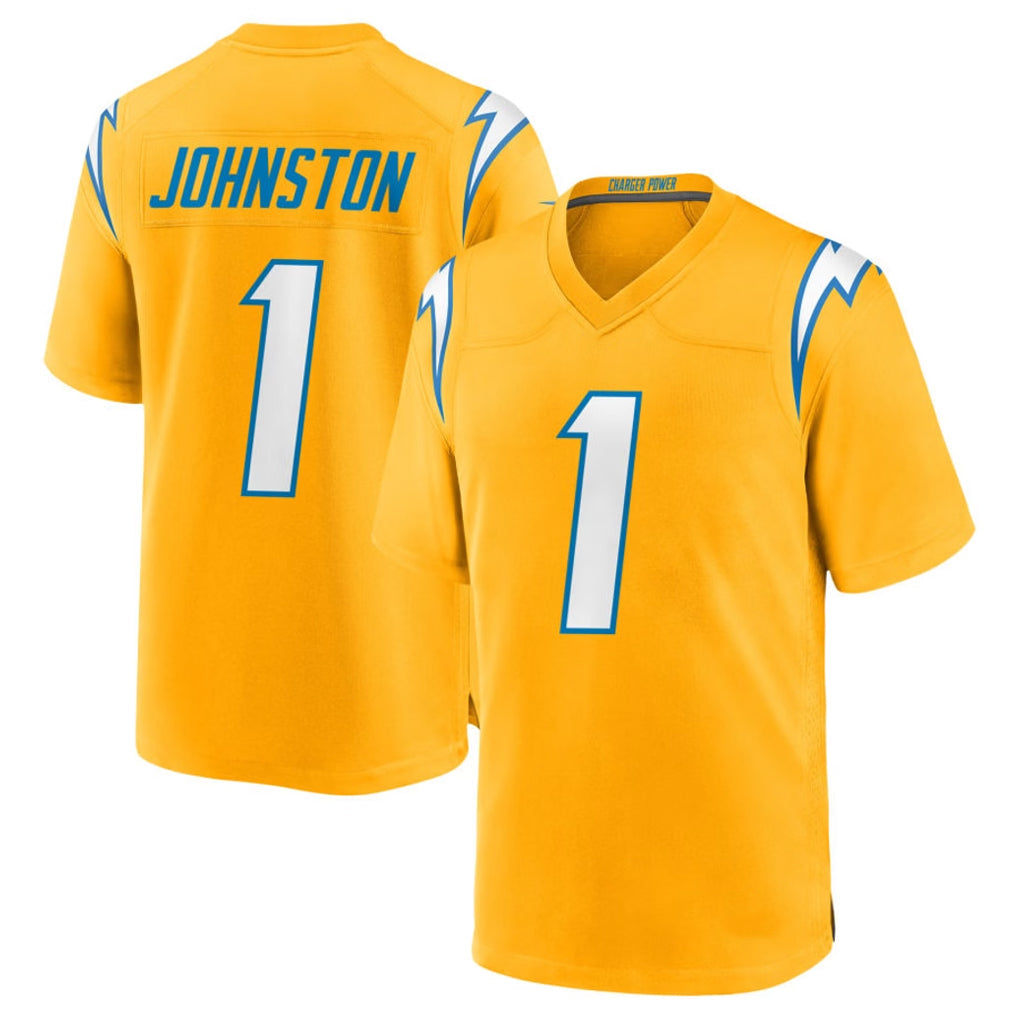 Punc LA.Chargers #1 Quentin Johnston Player Gold Home Game Stitched Jerseys