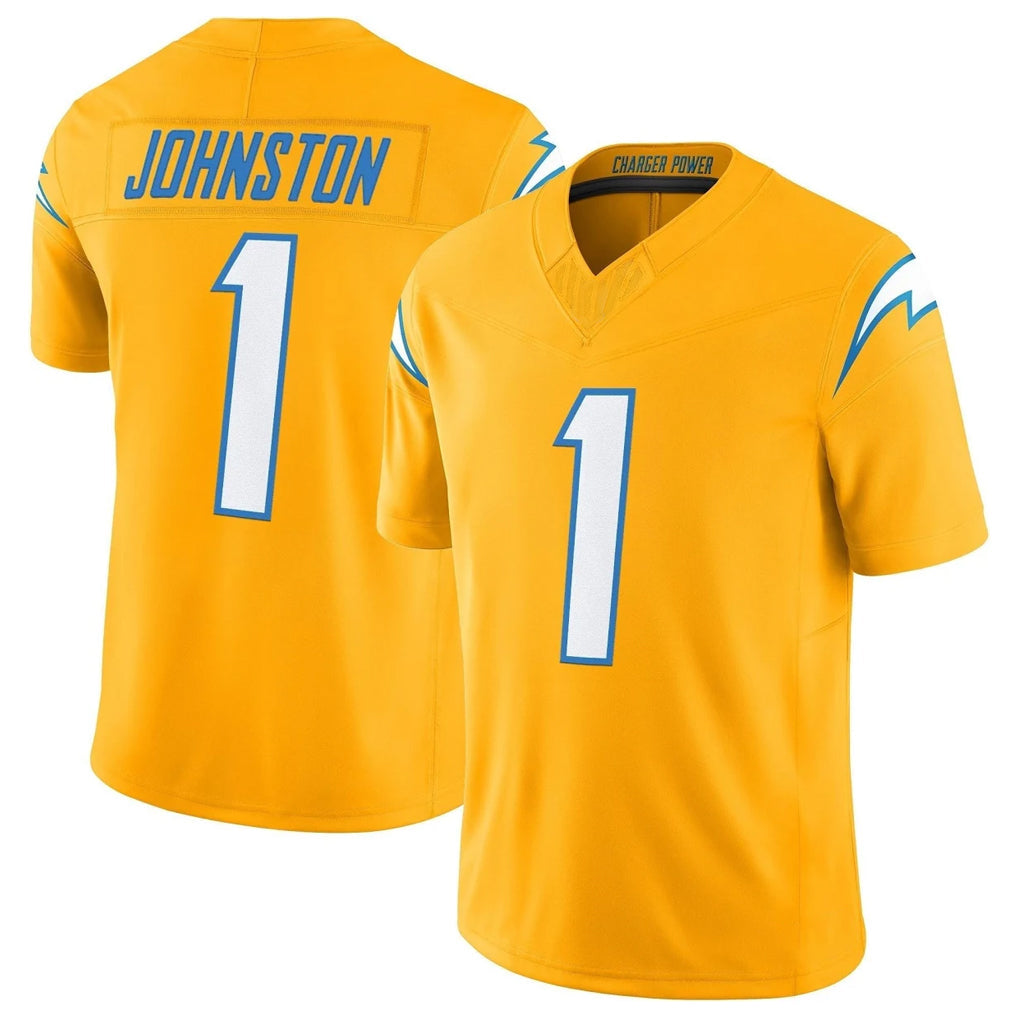 Punc LA.Chargers #1 Quentin Johnston Player Gold Limited Vapor F.U.S.E. Home Game Stitched Jerseys