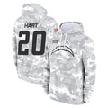 Punc LA.Chargers #20 Cam Hart Player Arctic Camo Salute to Service Hoodies Limited Game Stitched Jerseys
