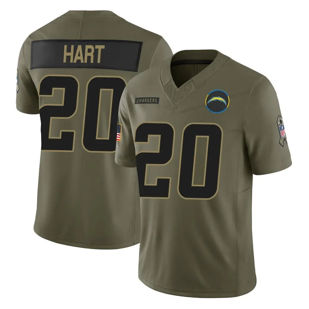 Punc LA.Chargers #20 Cam Hart Player Olive 2025 Salute To Service Limited Game Stitched Jerseys