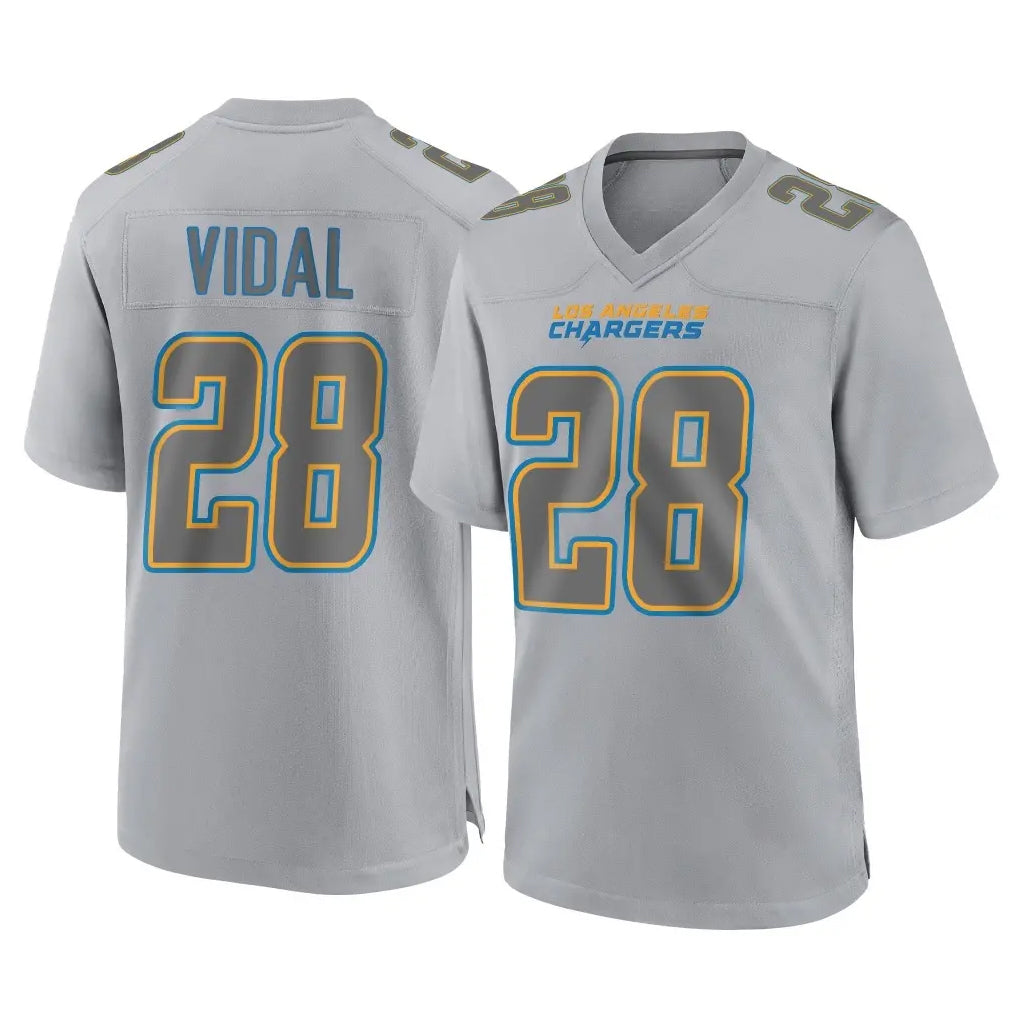 Punc LA.Chargers #28 Kimani Vidal Player Gray Atmosphere Fashion Home Game Stitched Jerseys