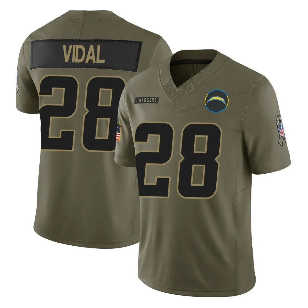Punc LA.Chargers #28 Kimani Vidal Player Olive 2025 Salute To Service Limited Game Stitched Jerseys