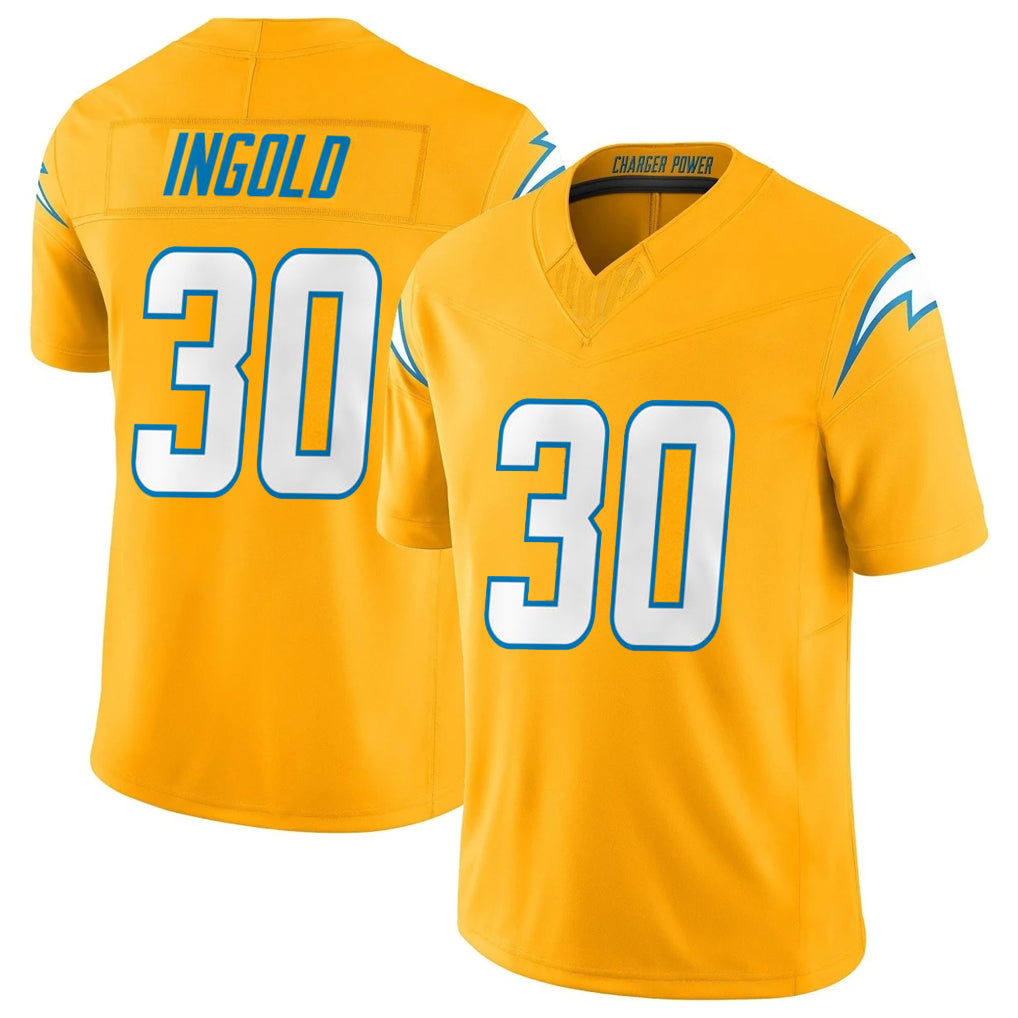 Punc LA.Chargers #30 Alec Ingold Player Gold Limited Vapor F.U.S.E. Home Game Stitched Jerseys