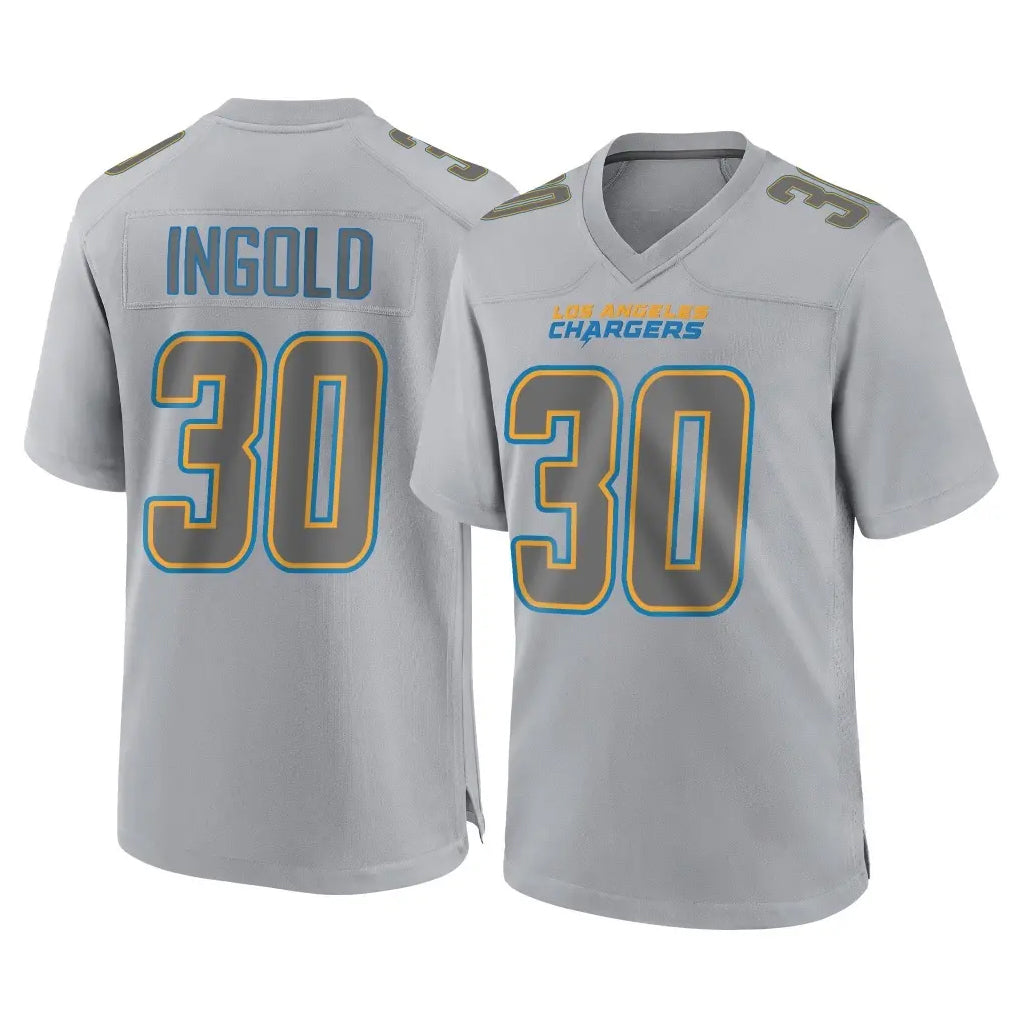 Punc LA.Chargers #30 Alec Ingold Player Gray Atmosphere Fashion Home Game Stitched Jerseys