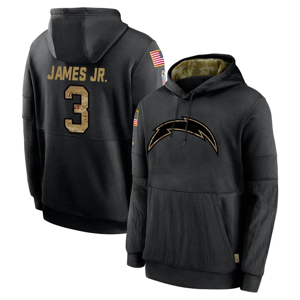 Punc LA.Chargers #3 Derwin James Jr. Player Black Salute to Service Hoodies Limited Game Stitched Jerseys