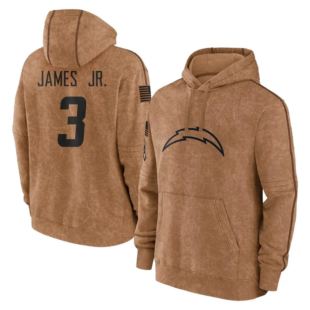 Punc LA.Chargers #3 Derwin James Jr. Player Brown Salute to Service Hoodies Limited Game Stitched Jerseys