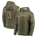 Punc LA.Chargers #3 Derwin James Jr. Player Olive Salute to Service Pullover Hoodies Home Game Stitched Jerseys