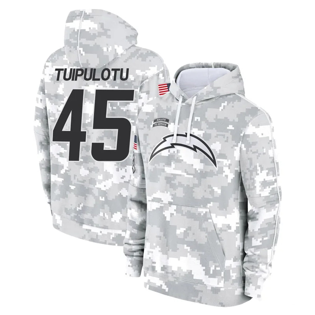 Punc LA.Chargers #45 Tuli Tuipulotu Player Arctic Camo Salute to Service Hoodies Limited Game Stitched Jerseys