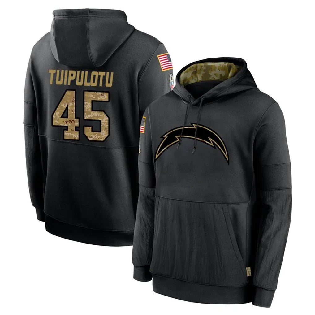 Punc LA.Chargers #45 Tuli Tuipulotu Player Black Salute to Service Hoodies Limited Game Stitched Jerseys