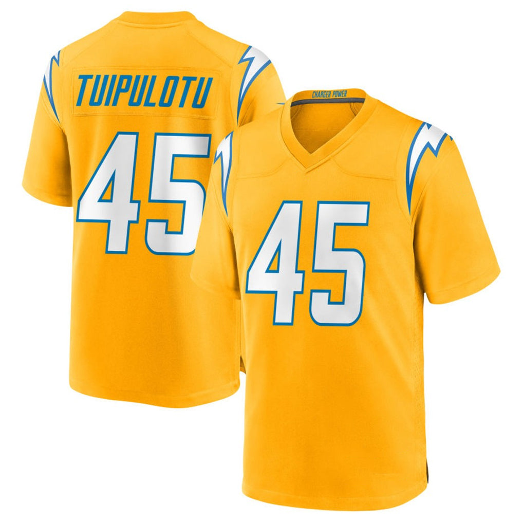 Punc LA.Chargers #45 Tuli Tuipulotu Player Gold Home Game Stitched Jerseys