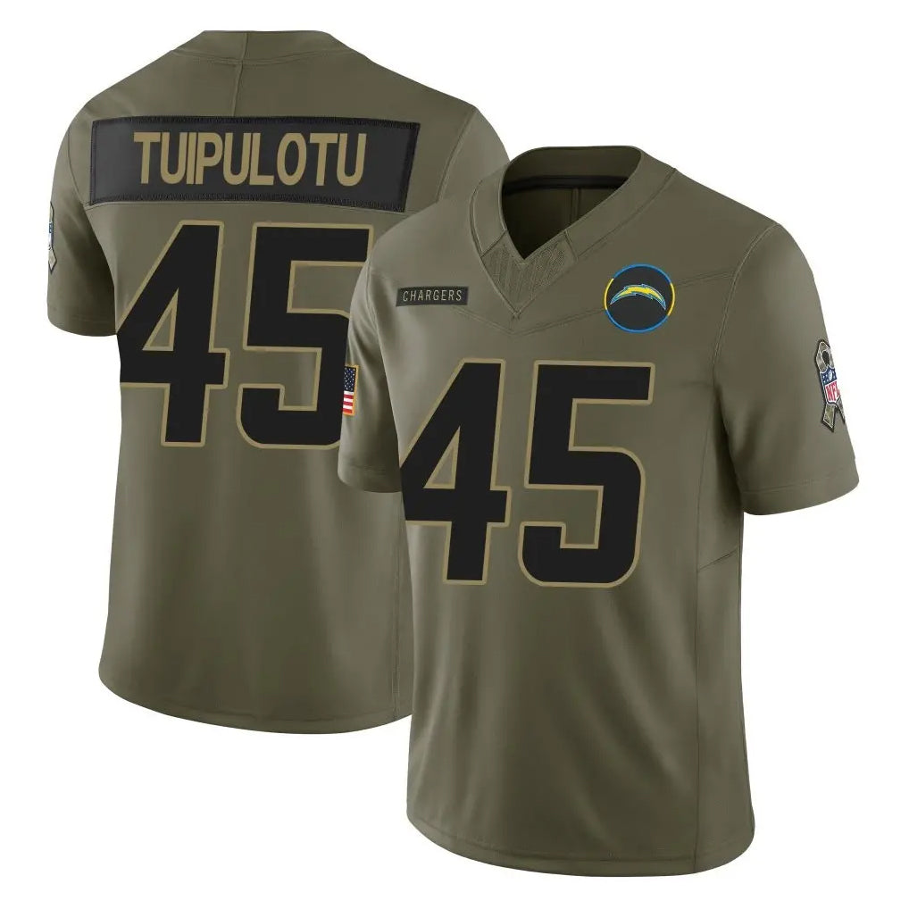 Punc LA.Chargers #45 Tuli Tuipulotu Player Olive 2025 Salute To Service Limited Game Stitched Jerseys