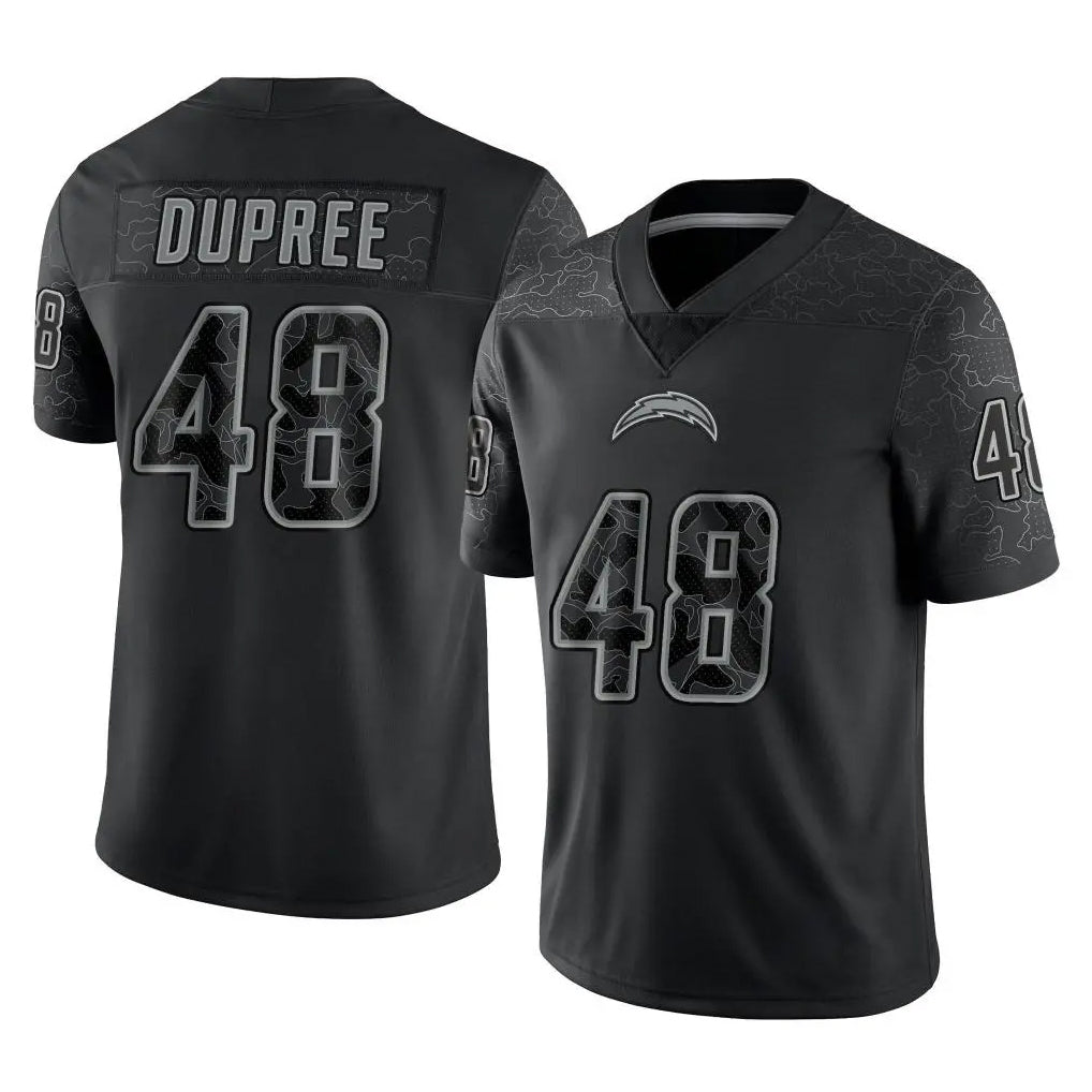Punc LA.Chargers #48 Bud Dupree Player Black Limited Reflective Home Game Stitched Jerseys