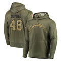 Punc LA.Chargers #48 Bud Dupree Player Olive Salute to Service Pullover Hoodies Home Game Stitched Jerseys