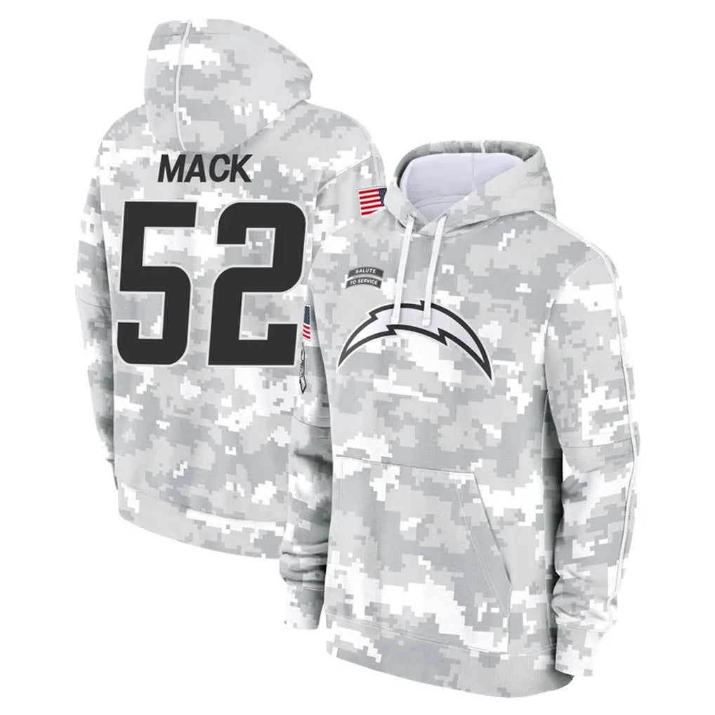 Punc LA.Chargers #52 Khalil Mack Player Arctic Camo Salute to Service Hoodies Game Stitched Jerseys