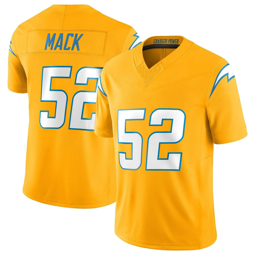 Punc LA.Chargers #52 Khalil Mack Player Gold Limited Vapor F.U.S.E. Home Game Stitched Jerseys