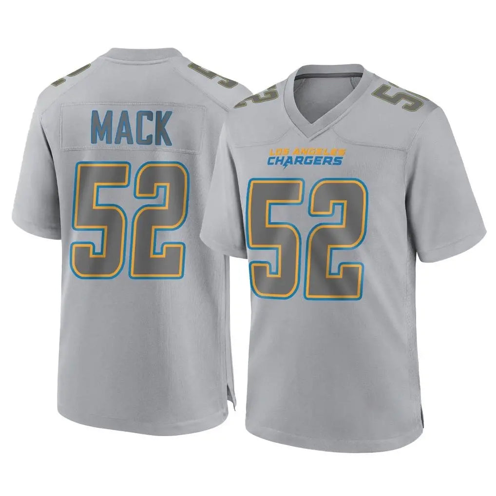 Punc LA.Chargers #52 Khalil Mack Player Gray Atmosphere Fashion Home Game Stitched Jerseys