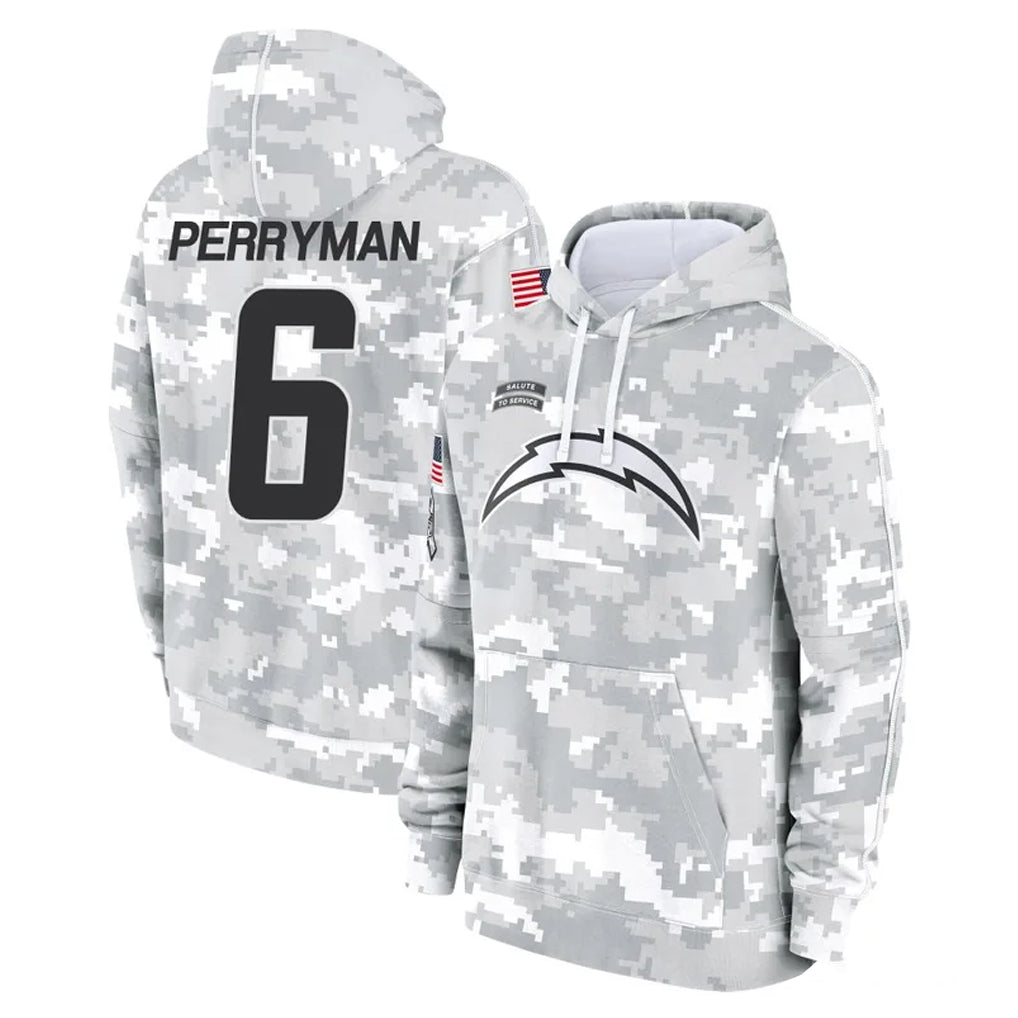 Punc LA.Chargers #6 Denzel Perryman Player Arctic Camo Salute to Service Hoodies Limited Game Stitched Jerseys