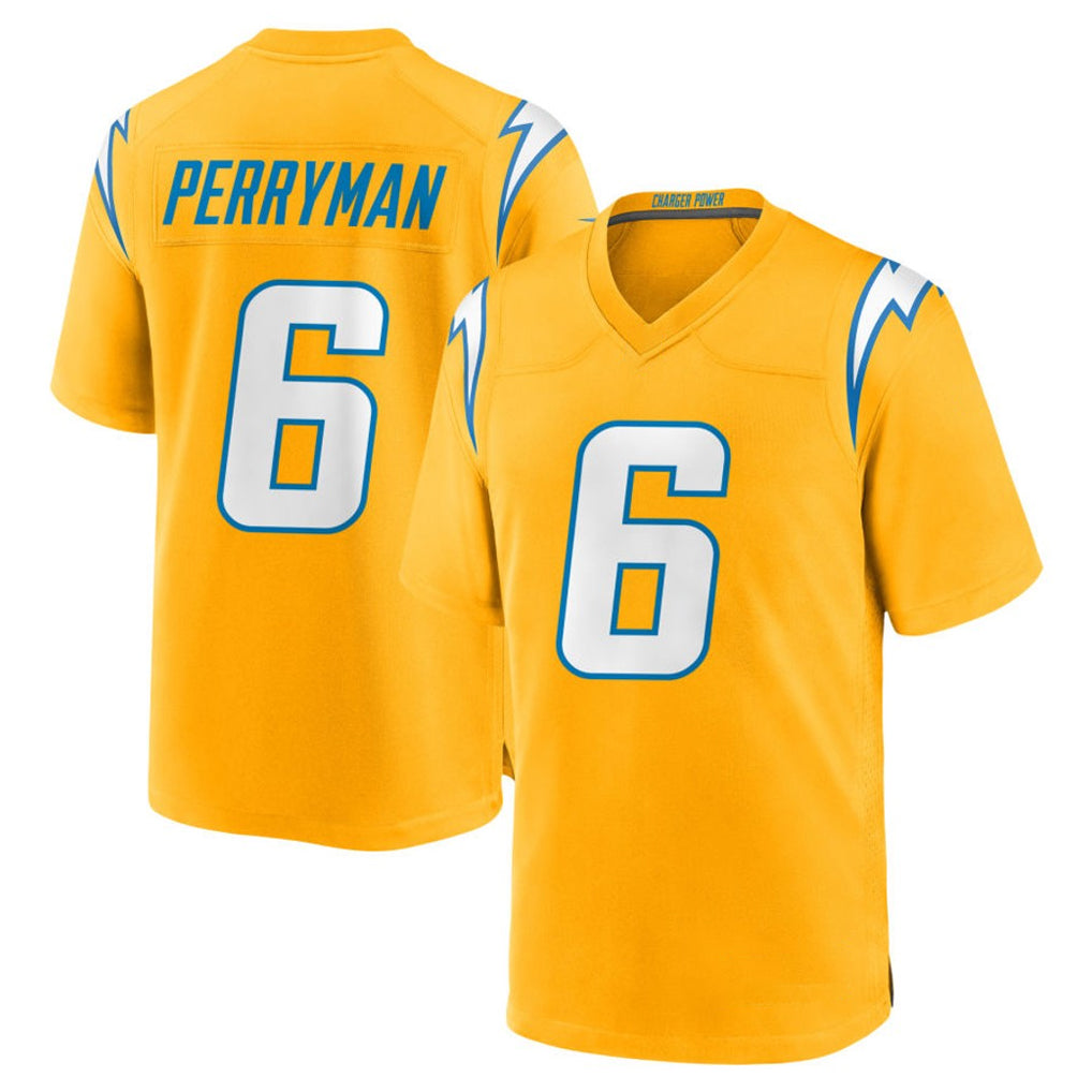 Punc LA.Chargers #6 Denzel Perryman Player Gold Home Game Stitched Jerseys
