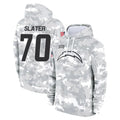 Punc LA.Chargers #70 Rashawn Slater Player Arctic Camo Salute to Service Hoodies Limited Game Stitched Jerseys