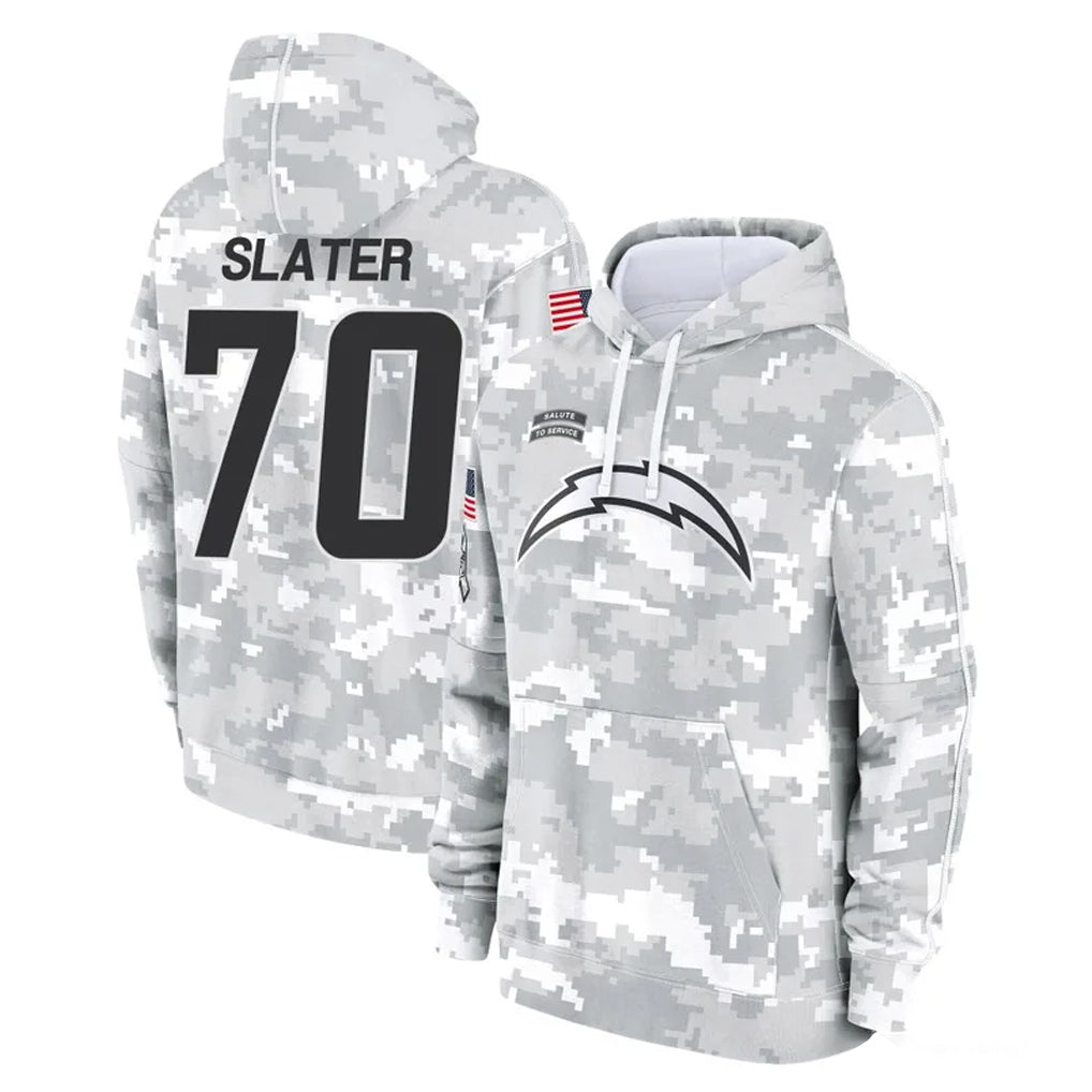 Punc LA.Chargers #70 Rashawn Slater Player Arctic Camo Salute to Service Hoodies Limited Game Stitched Jerseys