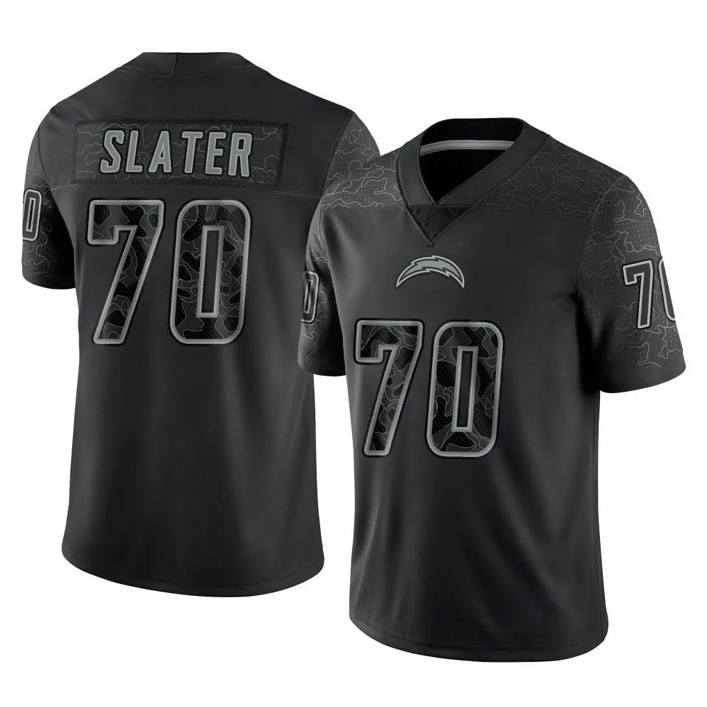 Punc LA.Chargers #70 Rashawn Slater Player Black Limited Reflective Home Game Stitched Jerseys