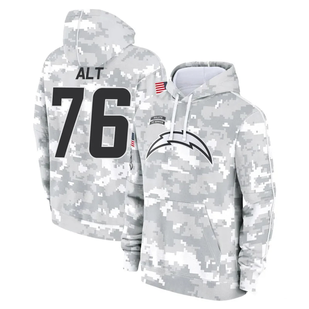 Punc LA.Chargers #76 Joe Alt Player Arctic Camo Salute to Service Hoodies Limited Game Stitched Jerseys