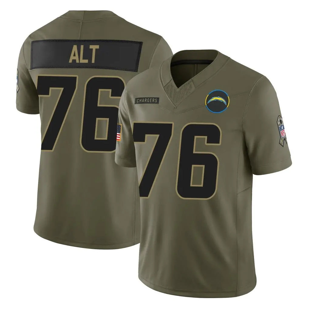 Punc LA.Chargers #76 Joe Alt Player Olive 2025 Salute To Service Limited Game Stitched Jerseys