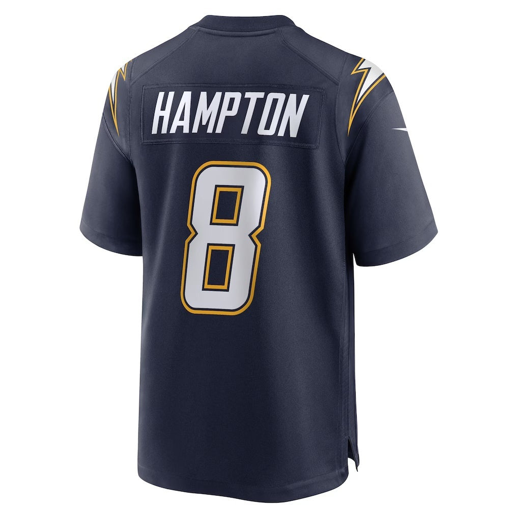Punc LA.Chargers #8 Omarion Hampton Navy Alternate Super Chargers Game Player Stitched Jerseys