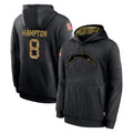 Punc LA.Chargers #8 Omarion Hampton Player Black Salute to Service Hoodies Limited Game Stitched Jerseys