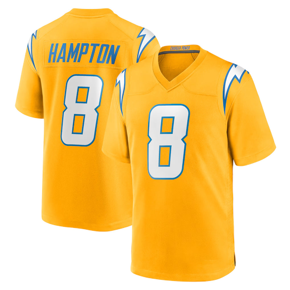 Punc LA.Chargers #8 Omarion Hampton Player Gold Home Game Stitched Jerseys