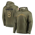 Punc LA.Chargers #8 Omarion Hampton Player Olive Salute to Service Pullover Hoodies Home Game Stitched Jerseys