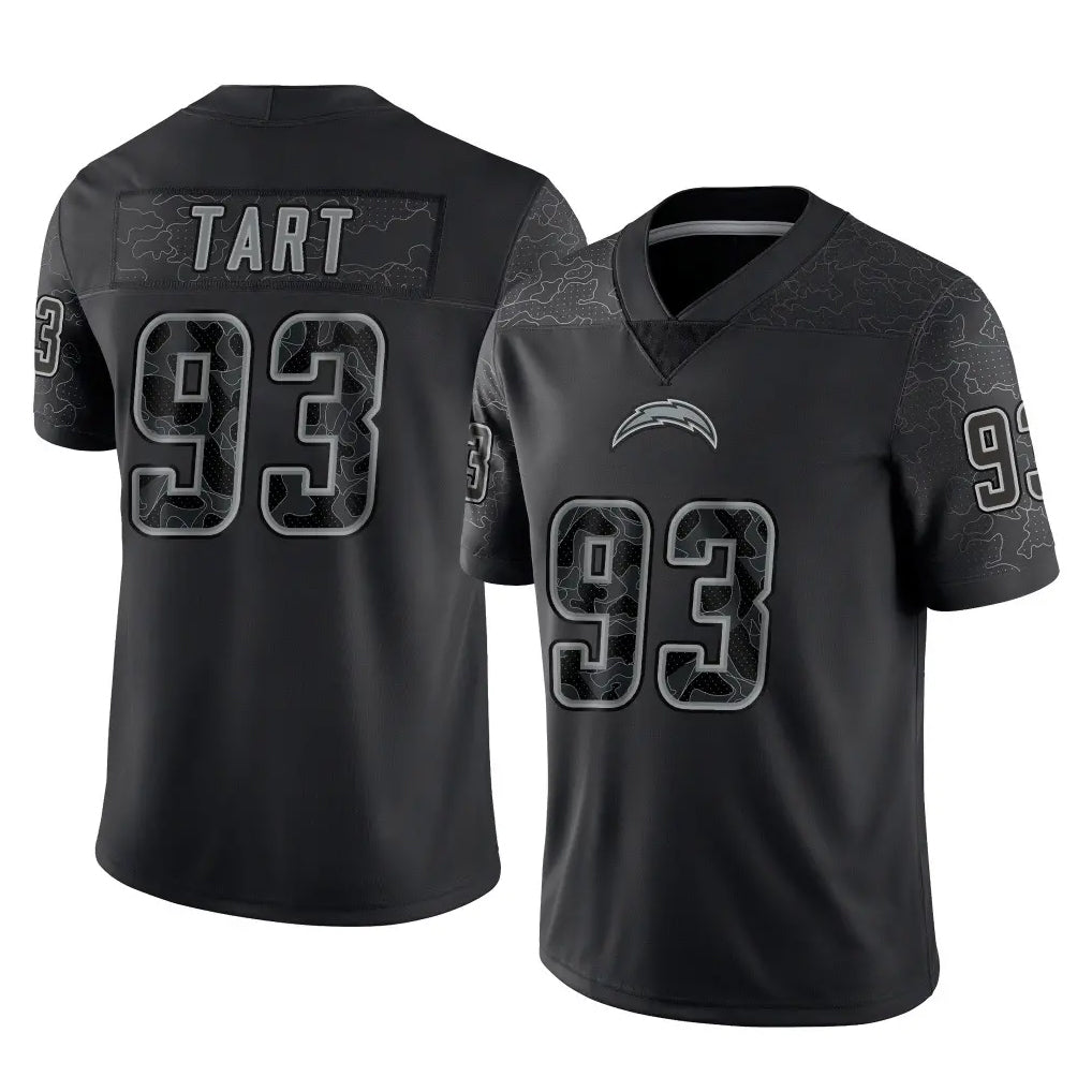 Punc LA.Chargers #93 Teair Tart Player Black Limited Reflective Home Game Stitched Jerseys