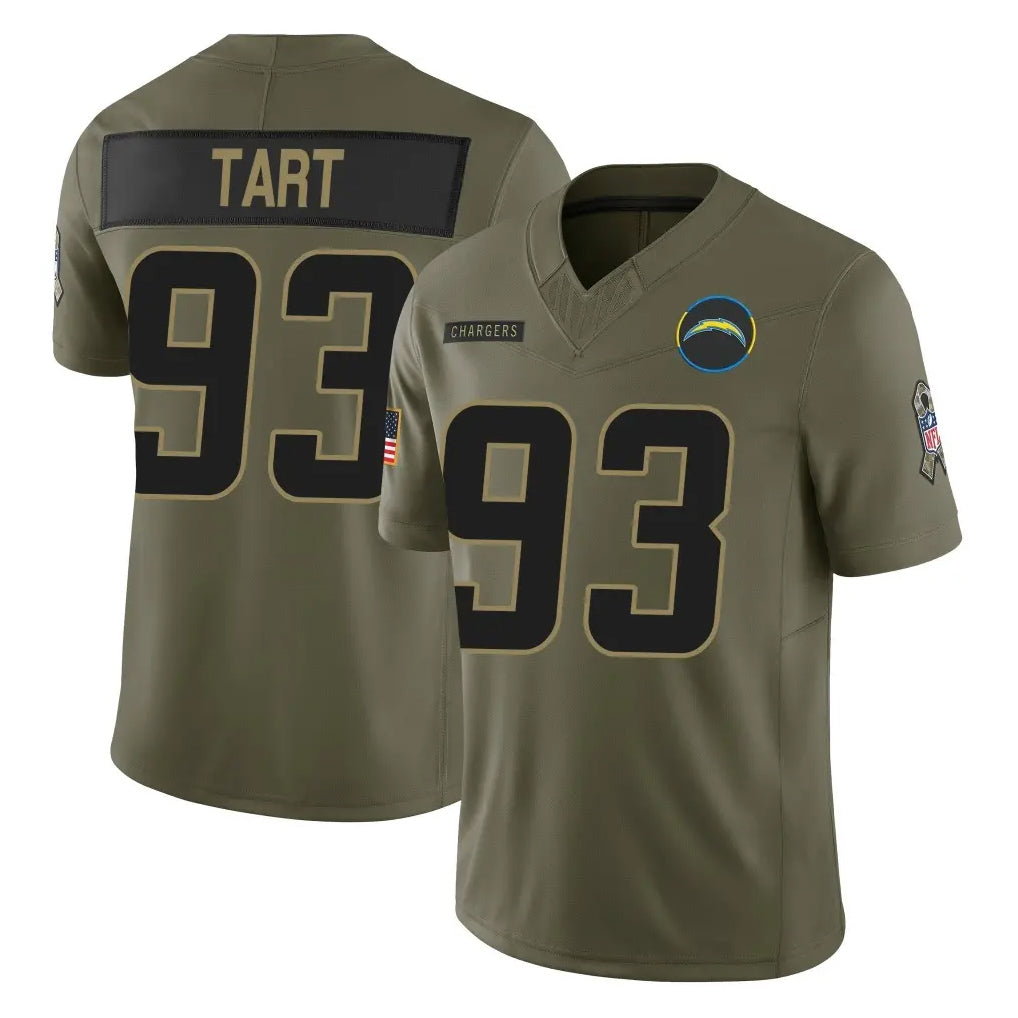 Punc LA.Chargers #93 Teair Tart Player Olive 2025 Salute To Service Limited Game Stitched Jerseys