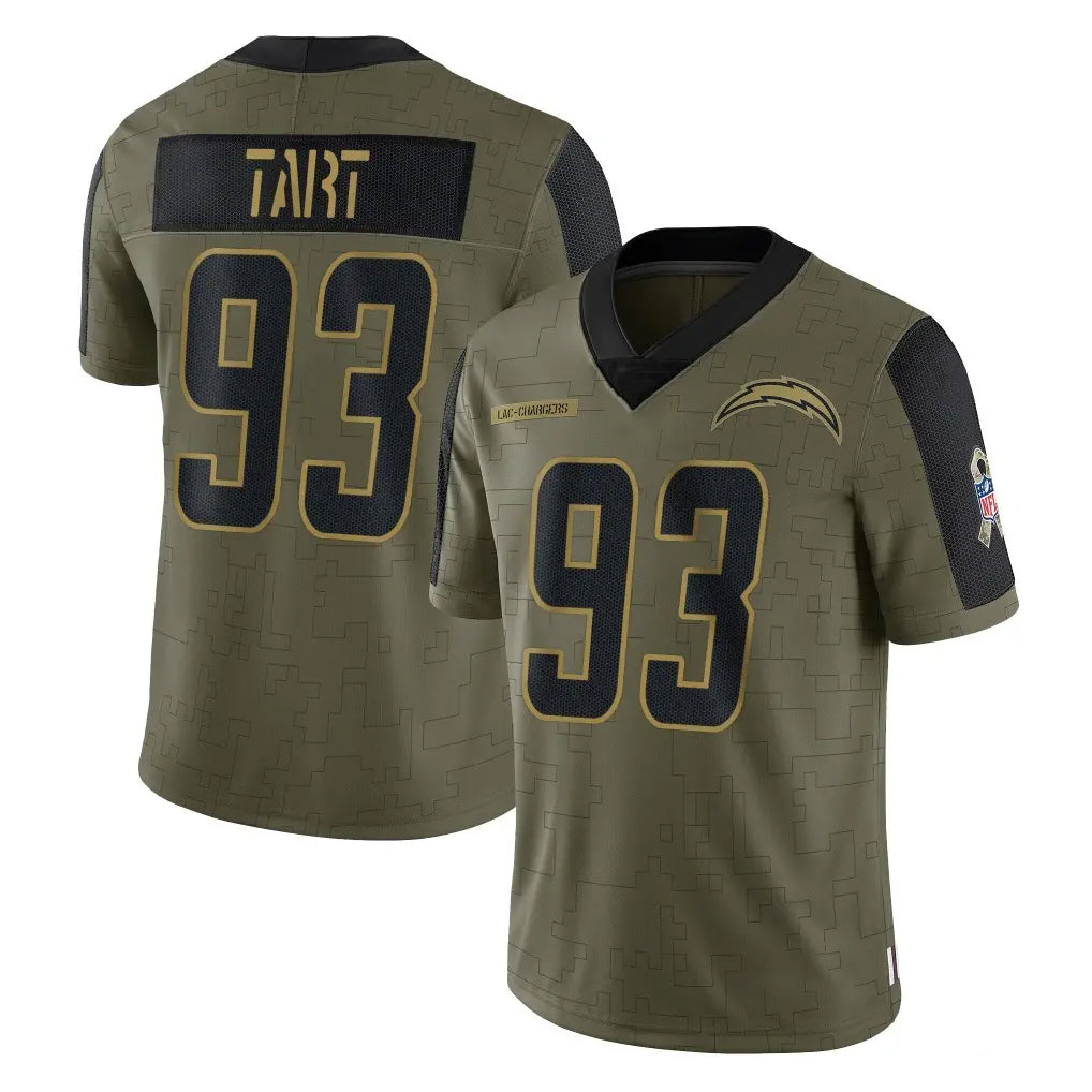 Punc LA.Chargers #93 Teair Tart Player Olive Salute To Service Limited Game Stitched Jerseys