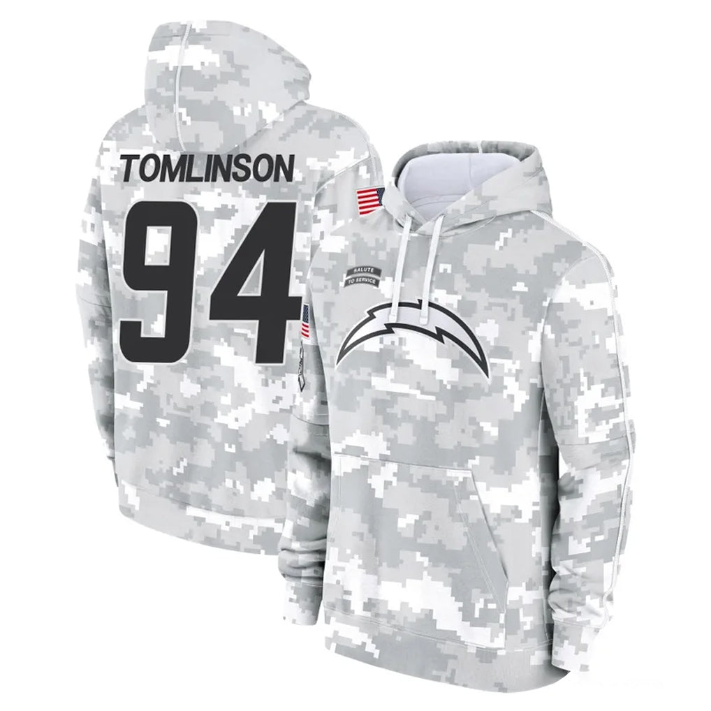 Punc LA.Chargers #94 Dalvin Tomlinson Player Arctic Camo Salute to Service Hoodies Limited Game Stitched Jerseys