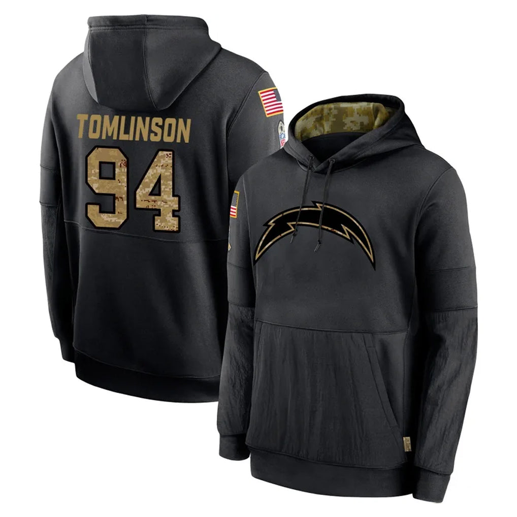 Punc LA.Chargers #94 Dalvin Tomlinson Player Black Salute to Service Hoodies Limited Game Stitched Jerseys