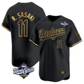 Punc LA.Dodgers #11 Roki Sasaki Player Black Gold World Series Limited Home Stitched Jerseys