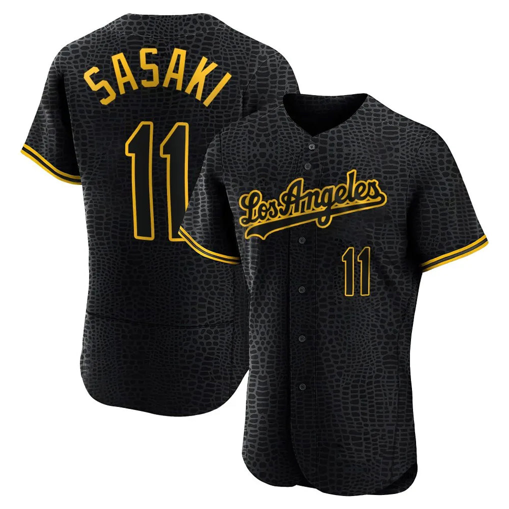 Punc LA.Dodgers #11 Roki Sasaki Player Black Snake Skin City Limited Elite Home Stitched Jerseys