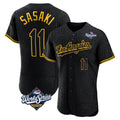 Punc LA.Dodgers #11 Roki Sasaki Player Black World Series Snake Skin City Limited Elite Home Stitched Jerseys