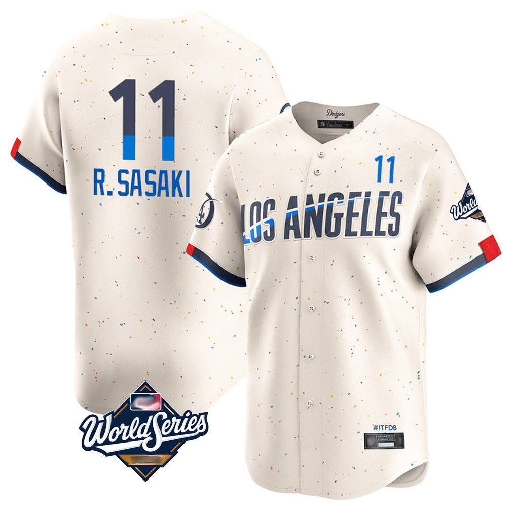 Punc LA.Dodgers #11 Roki Sasaki Player Cream World Series City Connect Limited Home Stitched Jerseys