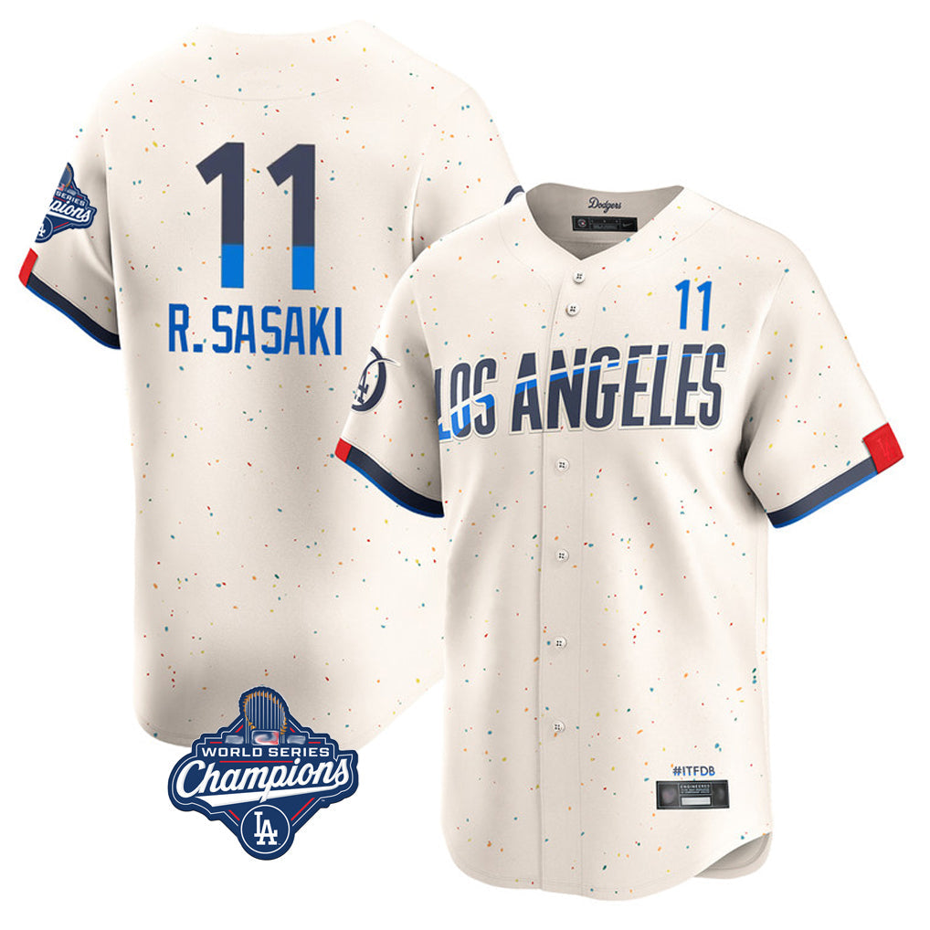 Punc LA.Dodgers #11 Roki Sasaki Player Cream World Series Meet City Connect Limited Home Stitched Jerseys